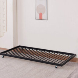 Reinforced Beds, Walton Trundle Bed, 90X185Cm, Black, Trundle With Castors, Exclusive Product - thumbnail 1