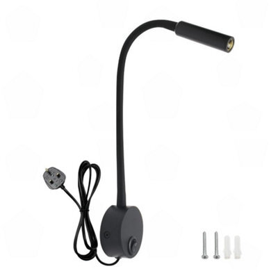 Amorly White Wall-Mounted Bedside Reading Light, 30 Focused Beam Gooseneck Lamp, Headboard & Wooden Board Sconce, Ac 100-240V - image 1