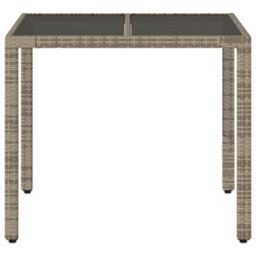 Walplus Garden Table With Glass Top Grey 90X90X75 Cm Poly Rattan - thumbnail 4