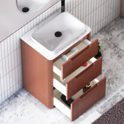 Royal Bathrooms Avenza 600mm Terracotta Clay Floor Standing Countertop Bathroom Vanity Unit 3 Drawer With Qubix Basin - thumbnail 5