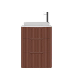 Royal Bathrooms Avenza 600mm Terracotta Clay Floor Standing Countertop Bathroom Vanity Unit 3 Drawer With Qubix Basin - thumbnail 6