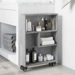 Berkfield Narrow Storage Trolley Concrete Grey 48X13X68 Cm Engineered Wood - thumbnail 3