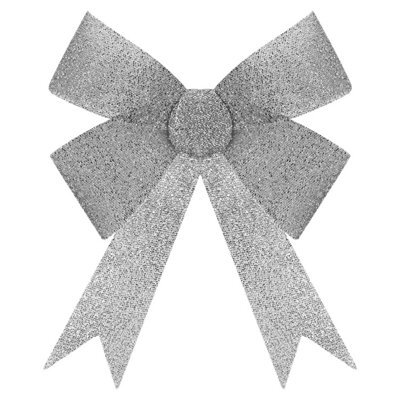 Tinsel Bow Christmas Decoration X 1 37Cm X 49Cm X 13Cm Silver - image 1