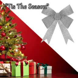 Tinsel Bow Christmas Decoration X 1 37Cm X 49Cm X 13Cm Silver - thumbnail 6