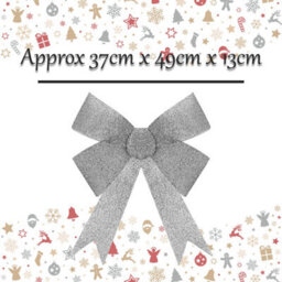 Tinsel Bow Christmas Decoration X 1 37Cm X 49Cm X 13Cm Silver - thumbnail 2