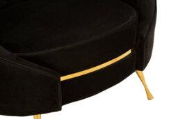 Orsina Black Velvet Armchair With Gold Finish Stainless Steel Legs, Luxe Curved Barrel Design Accent Chair - thumbnail 2