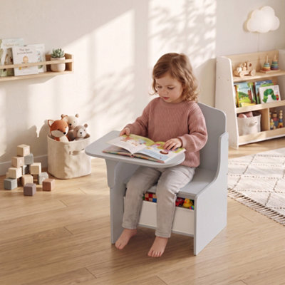 Aiyaplay Kids Table And Chair Set, Toddler Desk Chair With Storage Bin Grey - image 1