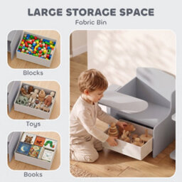 Aiyaplay Kids Table And Chair Set, Toddler Desk Chair With Storage Bin Grey - thumbnail 5