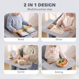 Aiyaplay Kids Table And Chair Set, Toddler Desk Chair With Storage Bin Grey - thumbnail 4