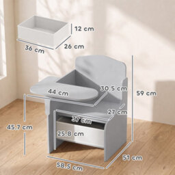 Aiyaplay Kids Table And Chair Set, Toddler Desk Chair With Storage Bin Grey - thumbnail 3