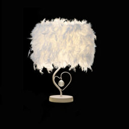 Living And Home White Modern Feather Bedside Table Lamp With Metal Base 25 X 37Cm - thumbnail 3
