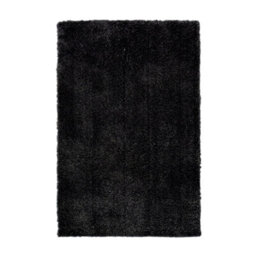 Melrose Super Soft Venus Shaggy Snuggly Plain Black Area Rug 160/230Cm - thumbnail 2