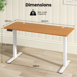 Costway 140 X 60Cm Electric Standing Desk Home Office Computer Desk W/ 3 Memory Heights - thumbnail 3