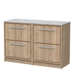Hudson Reed Lille Floor Standing Four Drawer Contemporary Vanity Unit With Marble Worktop In Bleached Oak, 1210 X 460mm