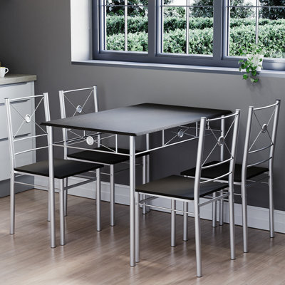 Lassic Vida Designs Roslyn 4 Seater Dining Set, Black - image 1