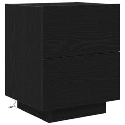 Berkfield Modern Bedside Cabinets With Led Lights 2 Pcs Black Oak 45X40X55 Cm - thumbnail 7