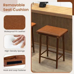 2 Pack Bar Stools 25.5 Inch With Footrest Cushion Acacia - thumbnail 6