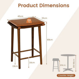 2 Pack Bar Stools 25.5 Inch With Footrest Cushion Acacia - thumbnail 2
