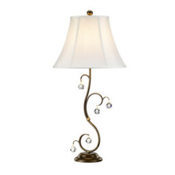 Elegant Crystal Cut Glass Table Lamp With White Shade And Bronze Patina Finish - thumbnail 1
