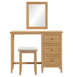 Hallowood Furniture Aston Dressing Table Set, 3 Drawer Table With Mirror And Stool - thumbnail 8