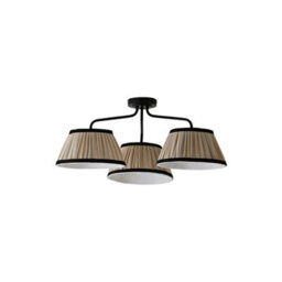 Valuelights Clara Black 3 Arm Ceiling Light With Pleated Shades And Bulbs - thumbnail 2