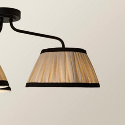 Valuelights Clara Black 3 Arm Ceiling Light With Pleated Shades And Bulbs - thumbnail 3