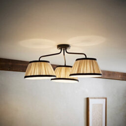 Valuelights Clara Black 3 Arm Ceiling Light With Pleated Shades And Bulbs - thumbnail 5