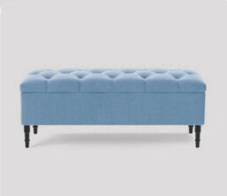 180Cm Swiss Chesterfield Ottoman Storage Bench- Plush Velvet Shoe Bench - Duck Egg Upholstery Footstool With Storage - thumbnail 2