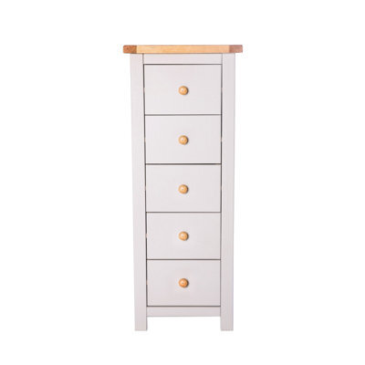 Cabinet Bits Argenta 5 Drawer Narrow Chest Of Drawers Wood Knob - image 1