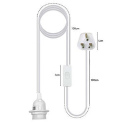 E27 Plug In Hanging Ceiling Pendant Light Fixture White Lamp Bulb Socket Cord - thumbnail 3