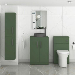 Royal Bathrooms Turin 500mm Freestanding Bathroom Vanity Unit With Sink 2 Door Matt Green & Art Round Countertop Basin - thumbnail 3