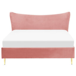 Beliani Bed Velvet Chaleix 160 X 200 Cm (Eu King Size) Peach Pink - thumbnail 4