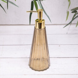 Annibells Glass Ribbed Soap Dispensers With Gold Pump (12757) - Brown - thumbnail 1