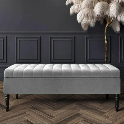 Safar 180Cm Ottoman Storage Bench - Plush Velvet Shoe Bench - Silver Lined Upholstery Storage Footstool - image 1