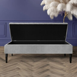 Safar 180Cm Ottoman Storage Bench - Plush Velvet Shoe Bench - Silver Lined Upholstery Storage Footstool - thumbnail 2