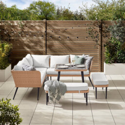 Furnitureboxuk Seychelles Outdoor Rattan Sofa Set, Beige & Cream 9 Seat Corner Garden Sofa & Benches + Table Boho Garden Set - thumbnail 2