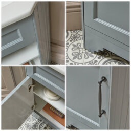 Homestylestore Light Grey 580mm Corner Bathroom Vanity Unit And Black T Bar Handles - thumbnail 2