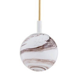 Luminosa Lighting Luminosa Almiros Globe Pendant Ceiling Light White-Brown (Marble Colour), Cream White, Gold Wire - thumbnail 3