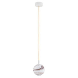 Luminosa Lighting Luminosa Almiros Globe Pendant Ceiling Light White-Brown (Marble Colour), Cream White, Gold Wire - thumbnail 2