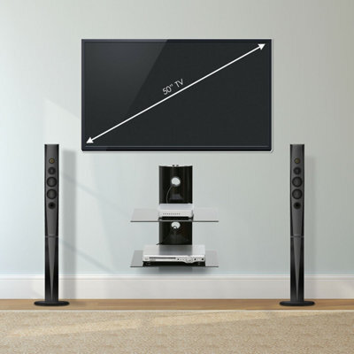 Walplus Furinno Alek Modern 2-Tier Floating Wall Shelf For Media Accessories, Black - image 1