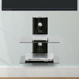 Walplus Furinno Alek Modern 2-Tier Floating Wall Shelf For Media Accessories, Black - thumbnail 2