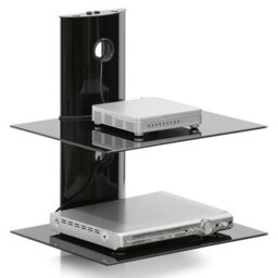 Walplus Furinno Alek Modern 2-Tier Floating Wall Shelf For Media Accessories, Black - thumbnail 4
