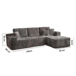 M N Furniture Ltd Modern L-Shaped Right Or Left Corner Sofa - Smart Pack In Box, No Assembly-(Grey, Right Corner Sofa) - thumbnail 4