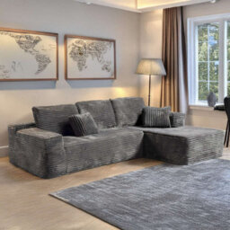 M N Furniture Ltd Modern L-Shaped Right Or Left Corner Sofa - Smart Pack In Box, No Assembly-(Grey, Right Corner Sofa) - thumbnail 2