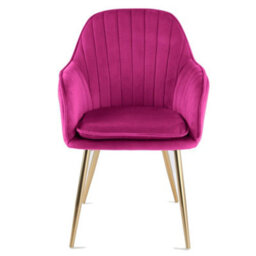 Genesis Muse Accent Chair In Velvet Upholstery - Fuchsia Pink - thumbnail 3