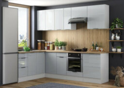 Impact Furniture Kitchen Wall Unit 600mm Extractor Fan Hood Housing Cabinet Modern Grey High Gloss Star - thumbnail 6