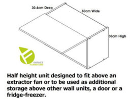 Impact Furniture Kitchen Wall Unit 600mm Extractor Fan Hood Housing Cabinet Modern Grey High Gloss Star - thumbnail 3