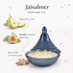 Candlelight Blue Jaisalmer Embossed Tagine Glass Candle - thumbnail 5