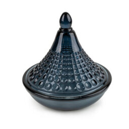 Candlelight Blue Jaisalmer Embossed Tagine Glass Candle - thumbnail 3