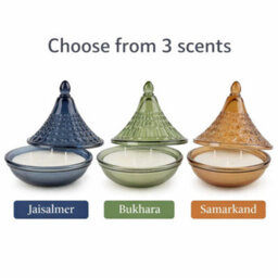 Candlelight Blue Jaisalmer Embossed Tagine Glass Candle - thumbnail 6